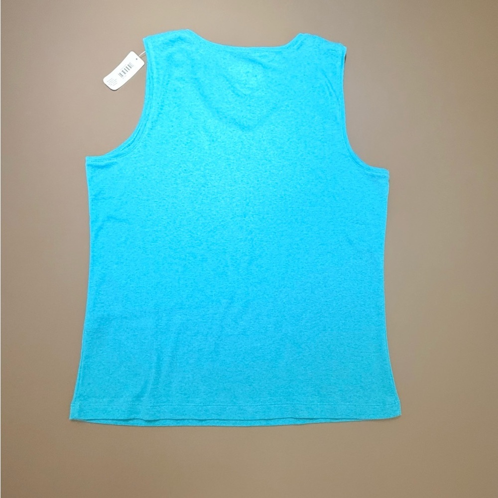 NWT Chico's Blue V-neck 100% Cotton Tank Top Size 2/Large - Picture 3 of 8